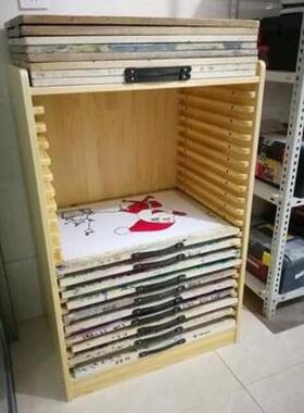 A6L湿水彩柜木质画板架画板收纳柜幼儿园画室实木画板柜4开K纸整