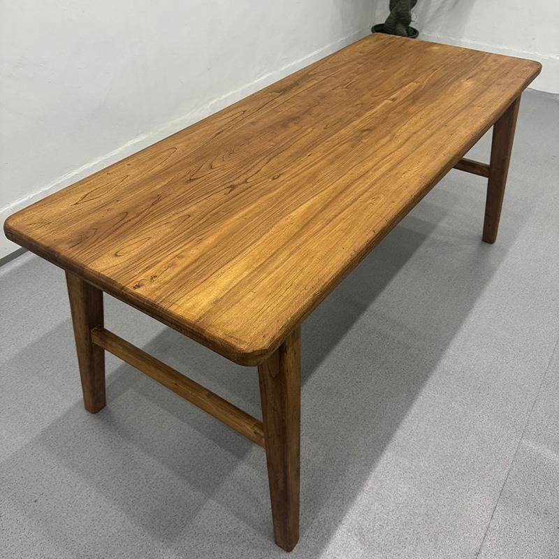 老榆木茶桌实木大板桌家用吧台桌板办公桌工作台中式桌子长条书桌