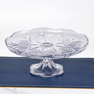 KING水晶透明刻花沙拉碗大号玻璃碗料理盆圆形都柏林水果碗果盆