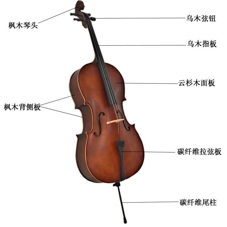 韩派实木大提琴 哑光仿古色配乌木指板手工大提琴