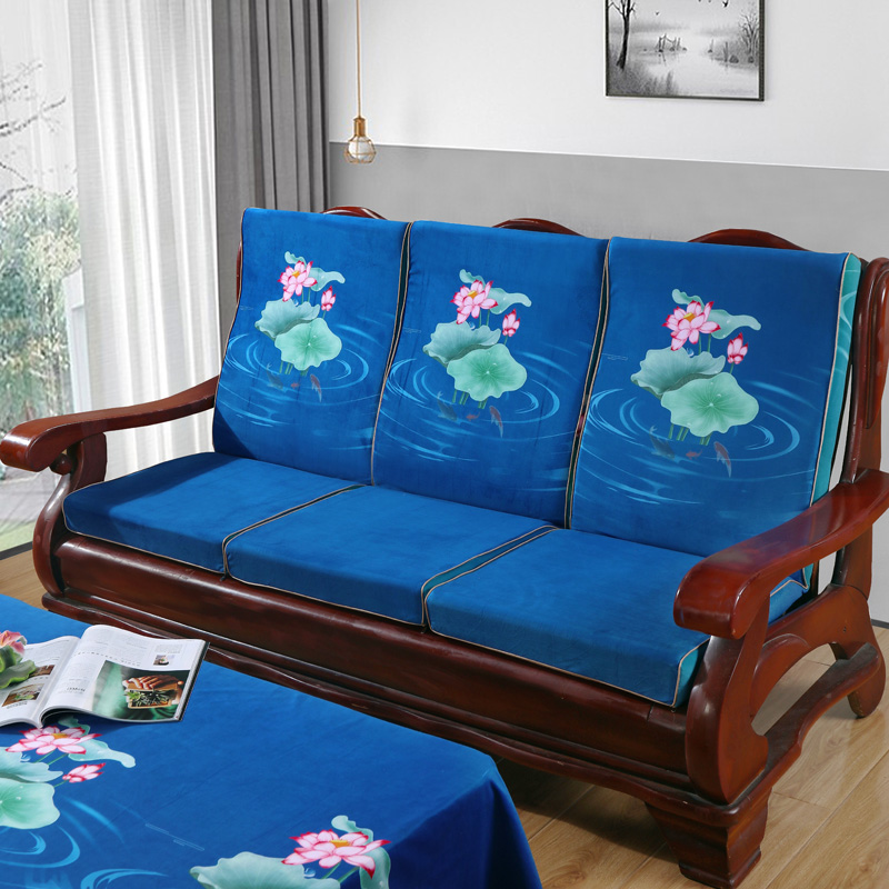 新款新中式红木沙发坐垫带靠背老式实木椅垫子可拆洗防滑木制沙发