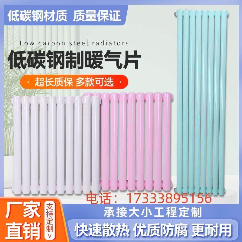 暖气片家用水暖钢制二柱立式集中供暖壁挂式明装散热片煤改气改电