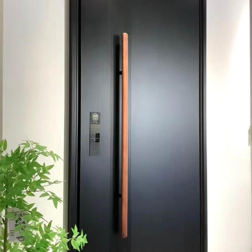 中式实木雕刻大拉手 客制化玻璃门用条形拉手 800X1200mm孔距木门