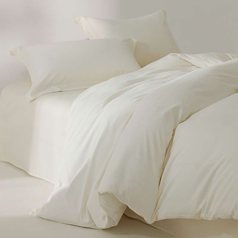 秋冬全棉磨毛奶白色100支柔软床品被套长绒棉1.8m床笠床单四件套
