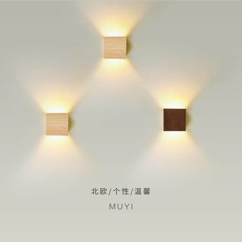 创意木纹壁灯上下发光艺术背景过道走廊玄关楼梯阳台墙壁氛围灯具