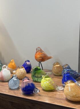 小山园超可爱小鸟造型手工琉璃摆件办公室镇纸器创意摆件可爱摆件