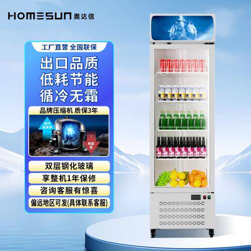 奥达信单门饮料冰箱冰柜冷藏展示柜立式冰柜冷藏保鲜柜啤酒冷藏柜
