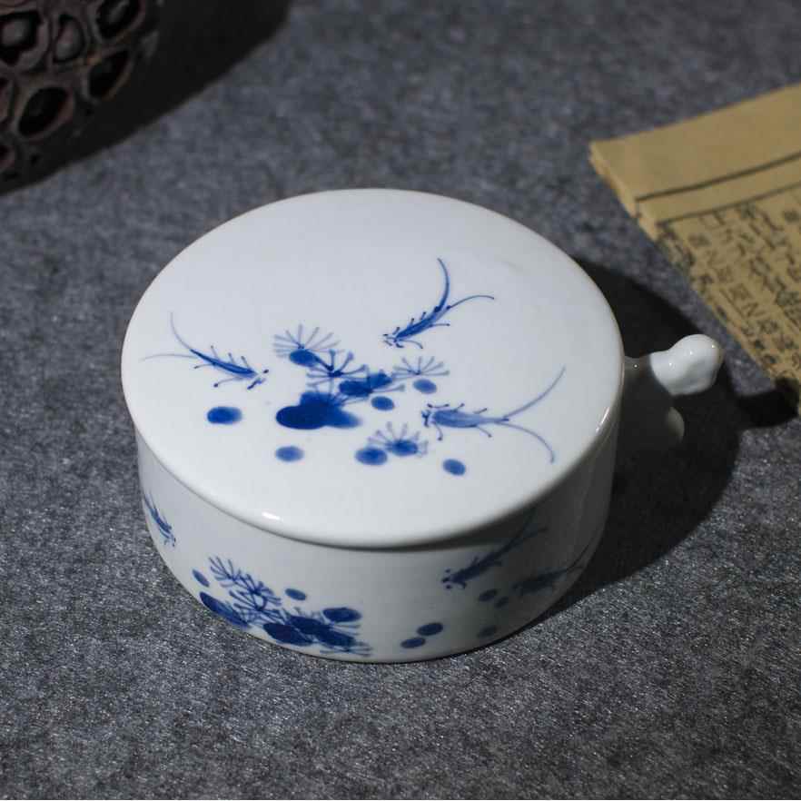 高档景德镇陶瓷手绘墨墨海文房四宝笔斗毛笔笔搁墨池舔砚台带盖墨