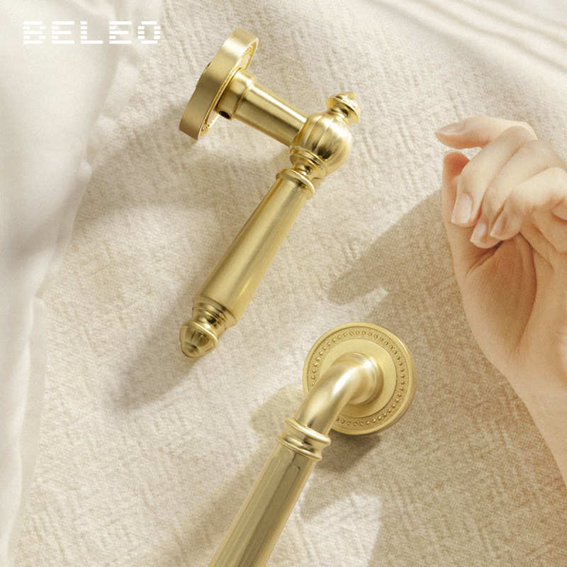 复古房间家用法式静音门锁轻欧式卧室奢木门吸门把手黄铜磁