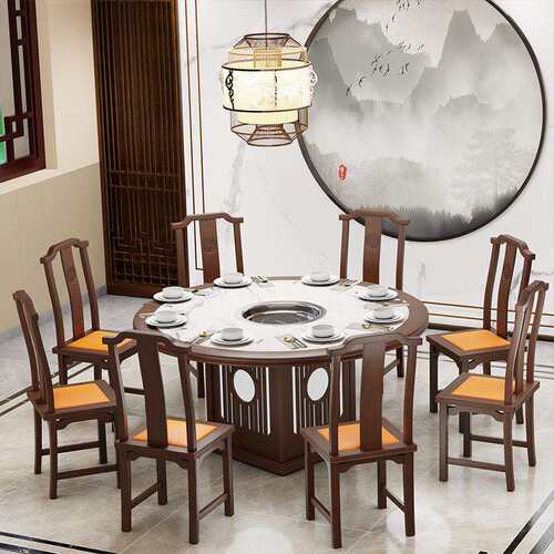 现新LLH中式卡座沙湘菜馆茶餐厅饭店餐桌店椅N烤烧火锅茶楼餐桌