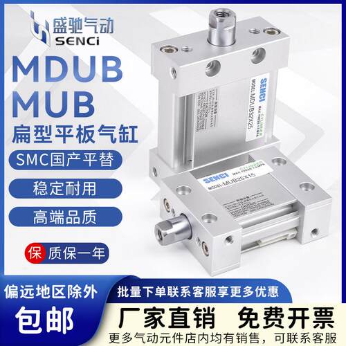 MUB扁型平板式气缸MDUB椭圆形活塞杆不旋转25/32/40/50/63带磁