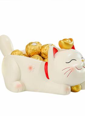 乔迁新居客厅桌面装饰摆件新年款玄关装饰零食收纳摆件守护招财猫
