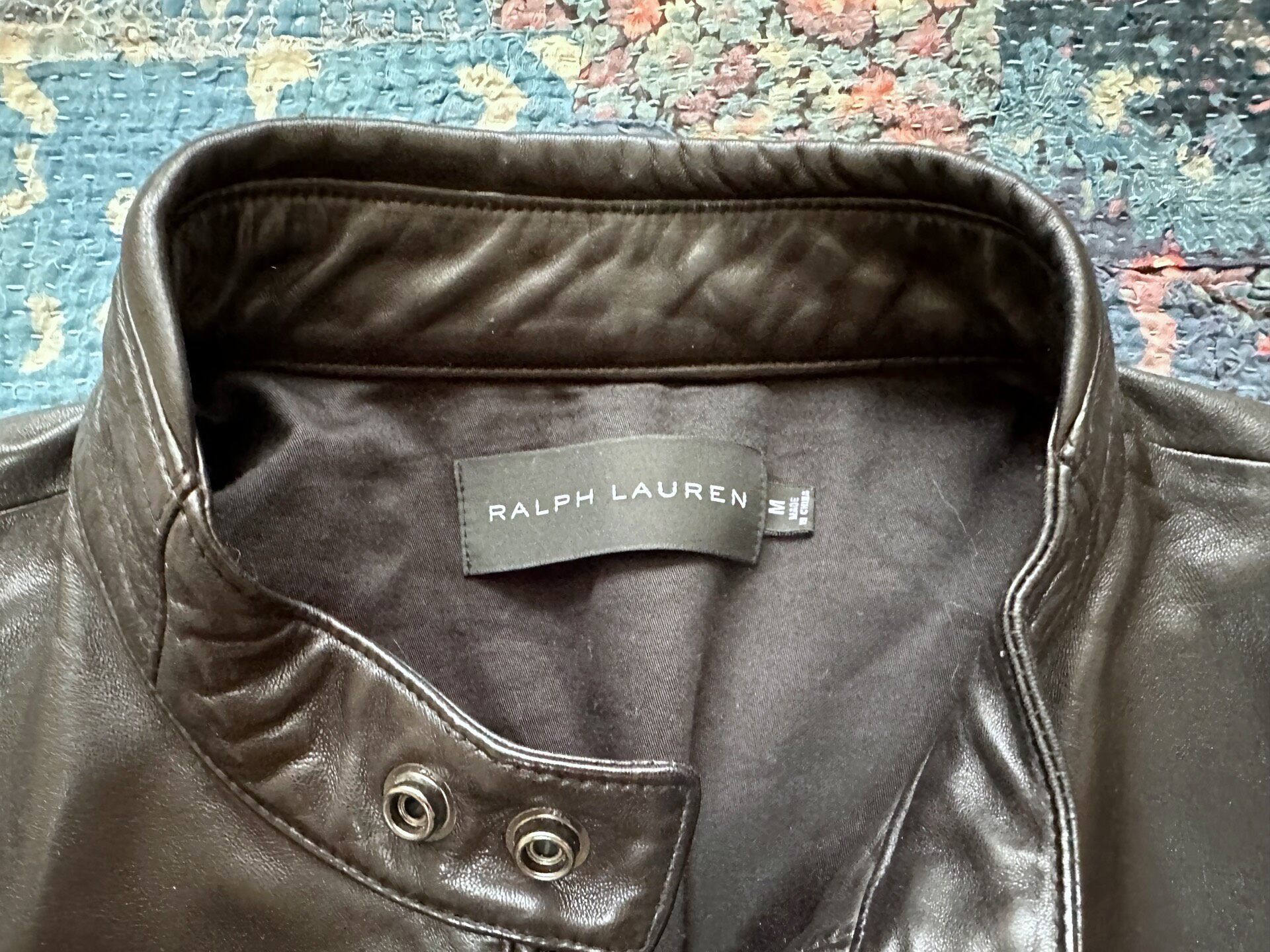 Ralph Lauren RRL Black Leather Motorcycle Jacket — label