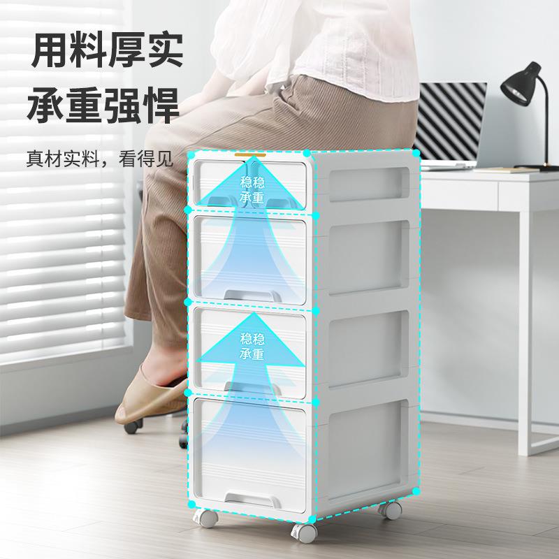 桌下收纳柜抽屉式多层落地移动塑料置物柜办公室文件杂物储物柜子