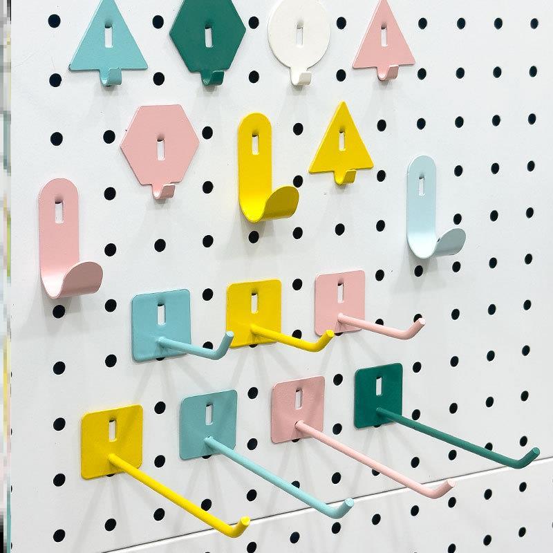 洞洞板配件挂钩圆孔专用收纳层架五金通用书桌架6mm适用置物篮