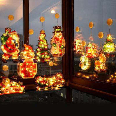 LED Christmas suction cup lamp, elderly snowman small lamp