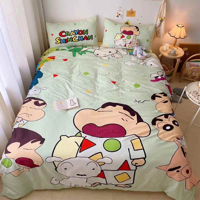 高档蜡笔小全棉四件套纯棉柔新卡亲肤可爱通床单被套学生宿软舍三