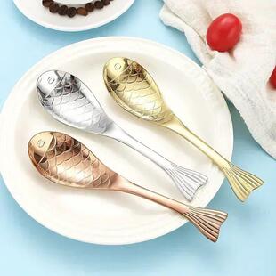 Cute Soup Grade Cutl Steel Food Stainless Shaped Fish Spoon