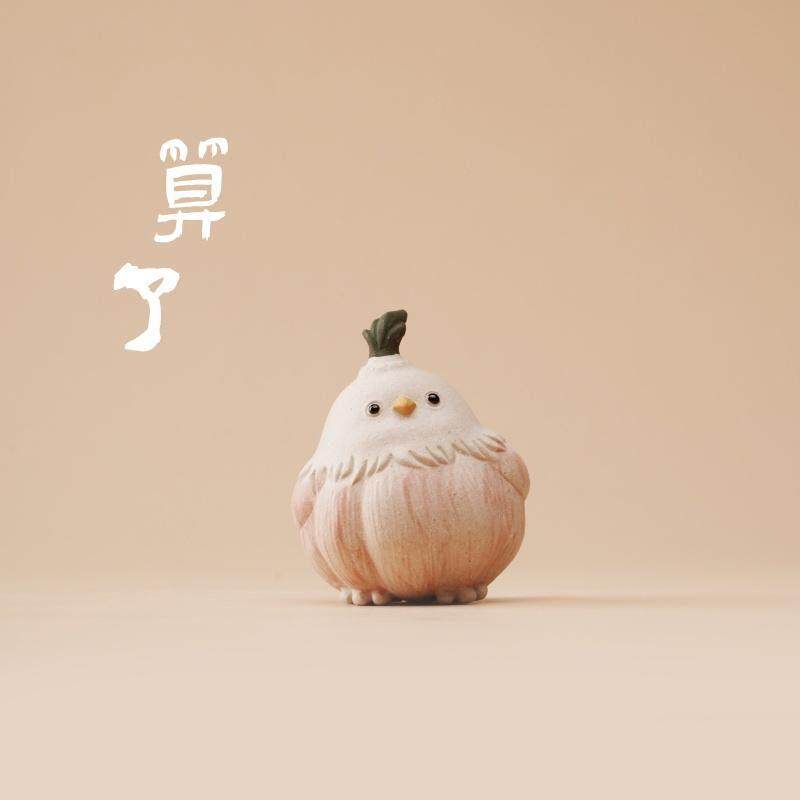 宜兴原矿紫砂茶宠摆件蒜鸟 榴莲小刺猬盖置 精品可爱茶具茶玩