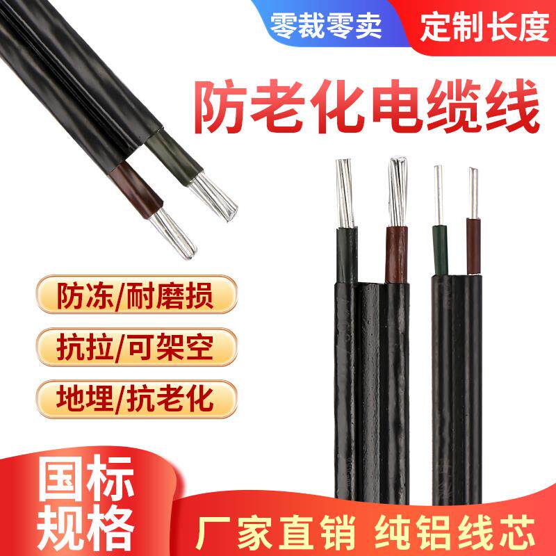 铝芯电线2芯三芯铝线家用户外电缆线4610平方16 25防老化铝护套线