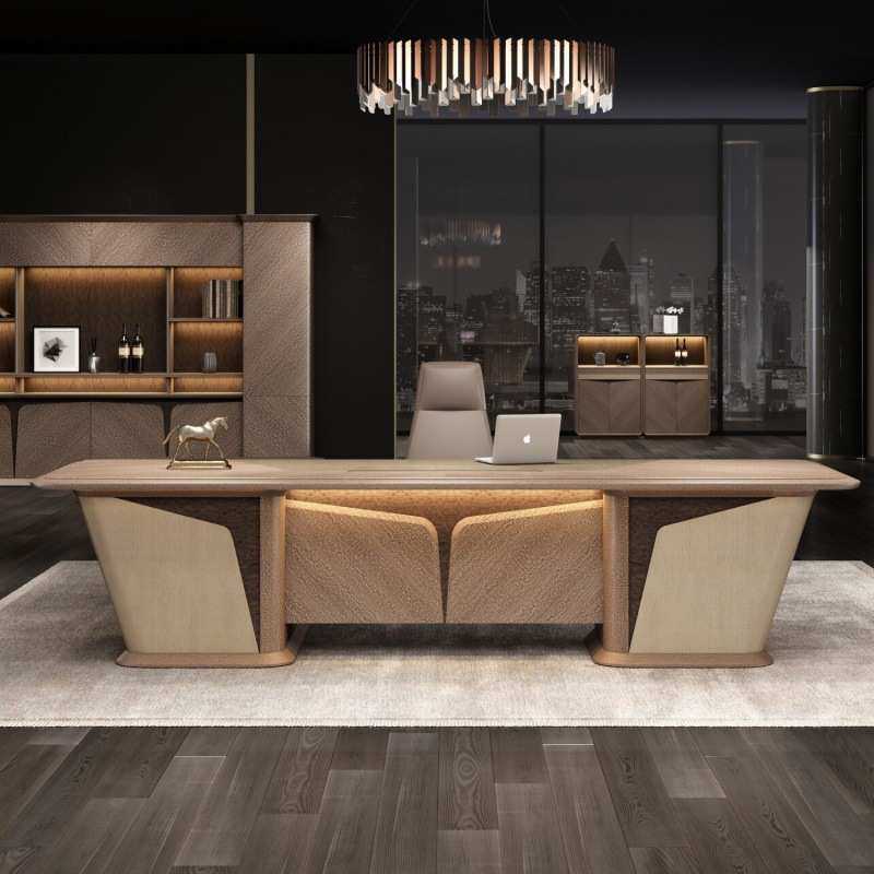 现代老板桌办公桌高端意式轻奢设计师男女网红总裁桌董事长
