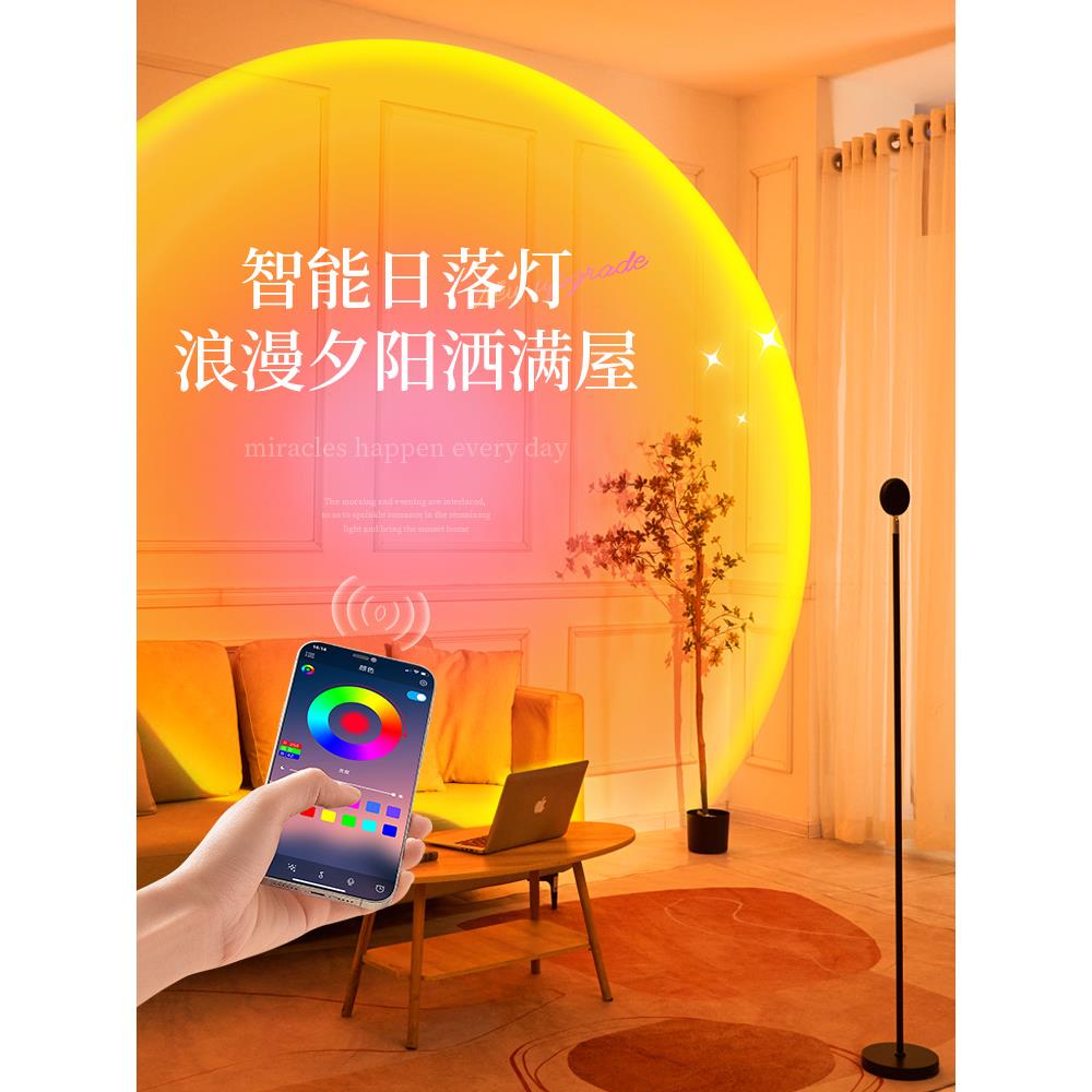 日落小夜灯直播间背景拍照客厅落日夕阳灯氛围落地卧室高级感网红