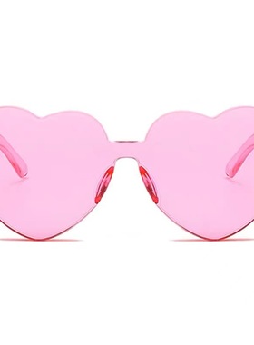 桃心太阳镜爱心太阳眼镜果冻色无框心型连体眼镜炫目色彩眼镜