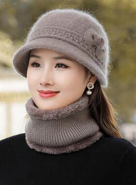 老年人帽子中老年女士帽子妈妈帽子老年人女士中年花朵秋冬季加绒