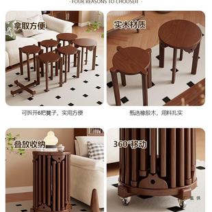 实木圆凳F99S6MM620堆2叠叠乐六合一可叠放组用合家客厅备5用餐厅