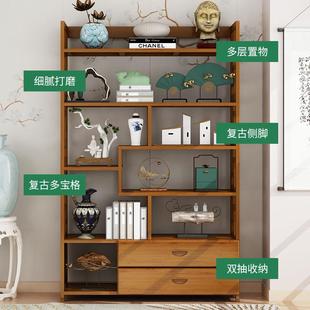 多宝阁博古架茶叶展示陈列柜客厅古董小摆件置物架隔断申恒 新中式