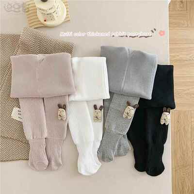 女童连裤袜秋冬季薄绒儿童打底裤加绒加厚宝宝保暖白色一体袜裤子