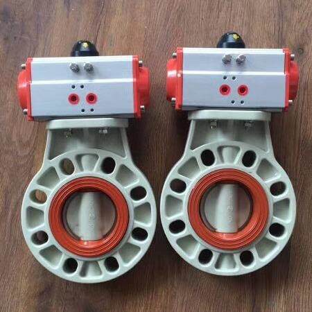 D671X-10U气动CPVC对夹蝶阀 双作用气缸 可带三联件 塑料对夹蝶阀