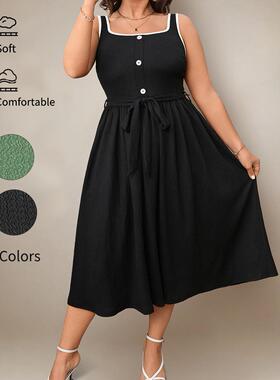 【1XL-4XL】Women's Plus Size Summer Midi Dress Sleeveless