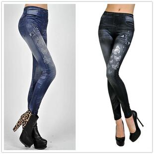 women leggings butterfly super Imitation print denim