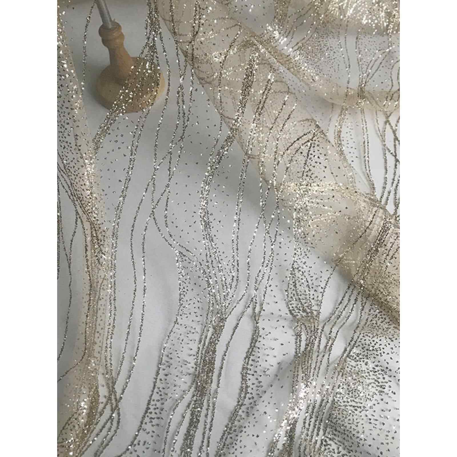 亮片网纱布料洒金水波纹纱婚庆背景装饰吊顶铁艺时尚创意烫金布料