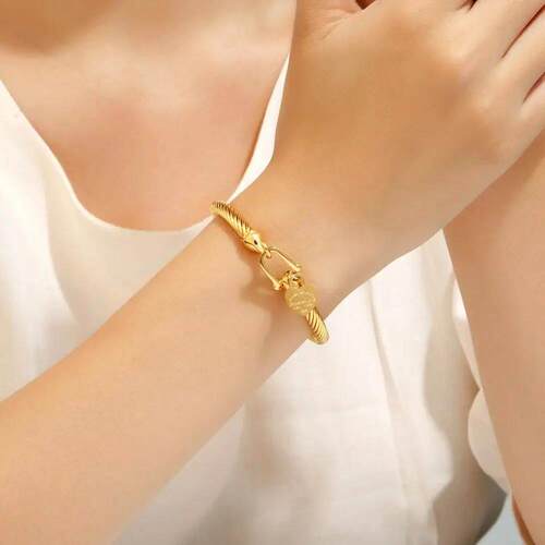 361L Titanium Stainless Steel Bangles Bracelets Charm Gold C