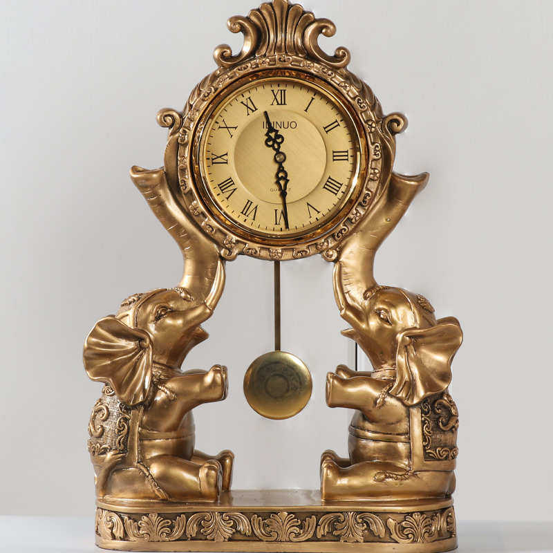 #摆钟桌面台式座钟钟表摆件进口家用客厅老式机械翻页时钟老