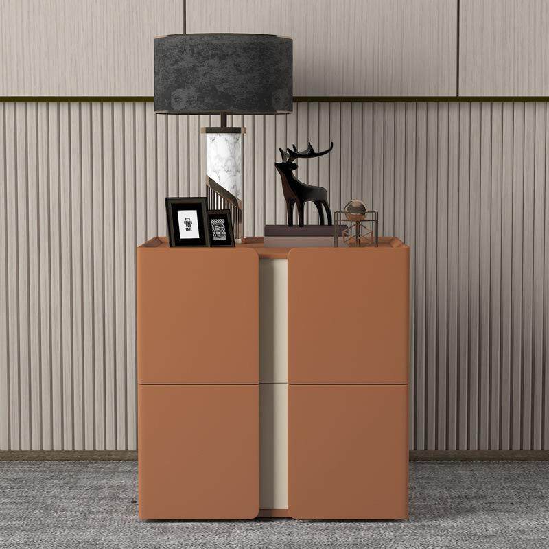 意式床头柜实木高级抽屉式现代轻奢简约床边柜卧室收纳灰色储物柜