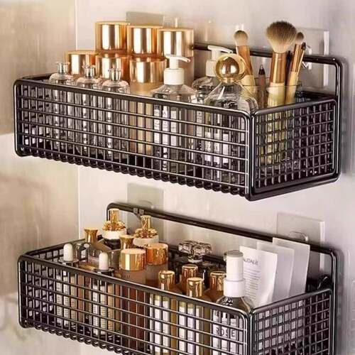 Bathroom Storage Rack Wall-Mounted Hole-Free Multi-Function