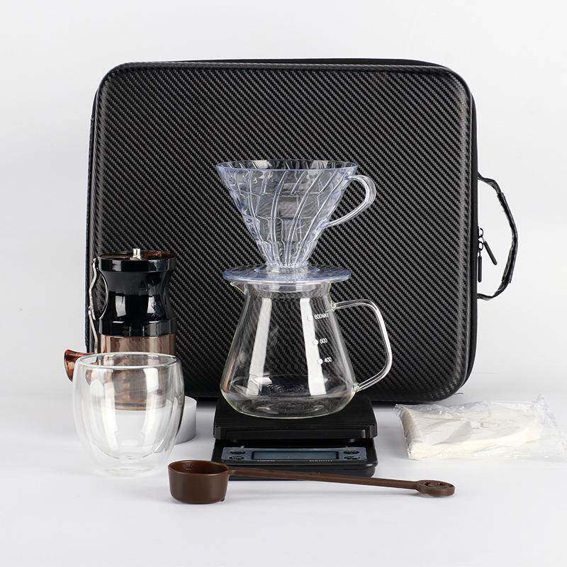 新款直销手冲咖啡套装组合手摇磨豆机滤杯滤纸电子秤分享壶组合礼