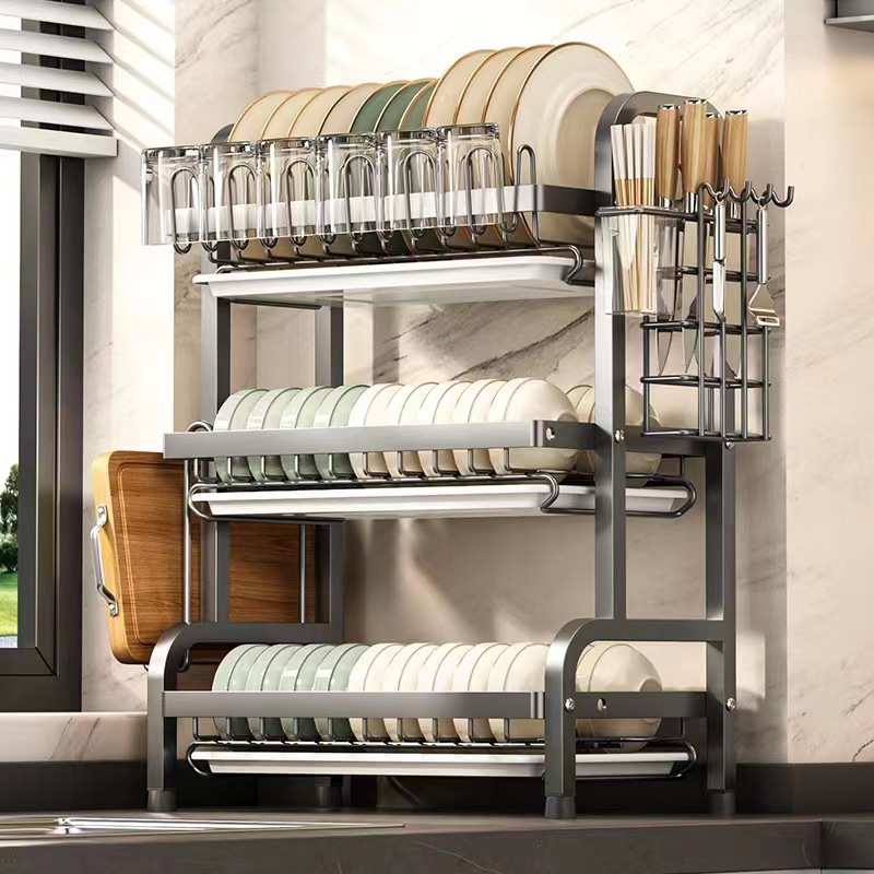 爆款新品厨房置物架碗架沥水碗盘架家用台面多功能放碗碟架