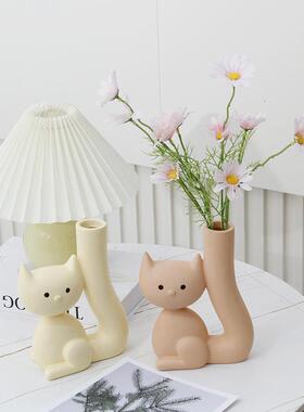 可爱猫咪小插花瓶雏菊假花花仿真插干花BN-216摆件家居客厅摆花设