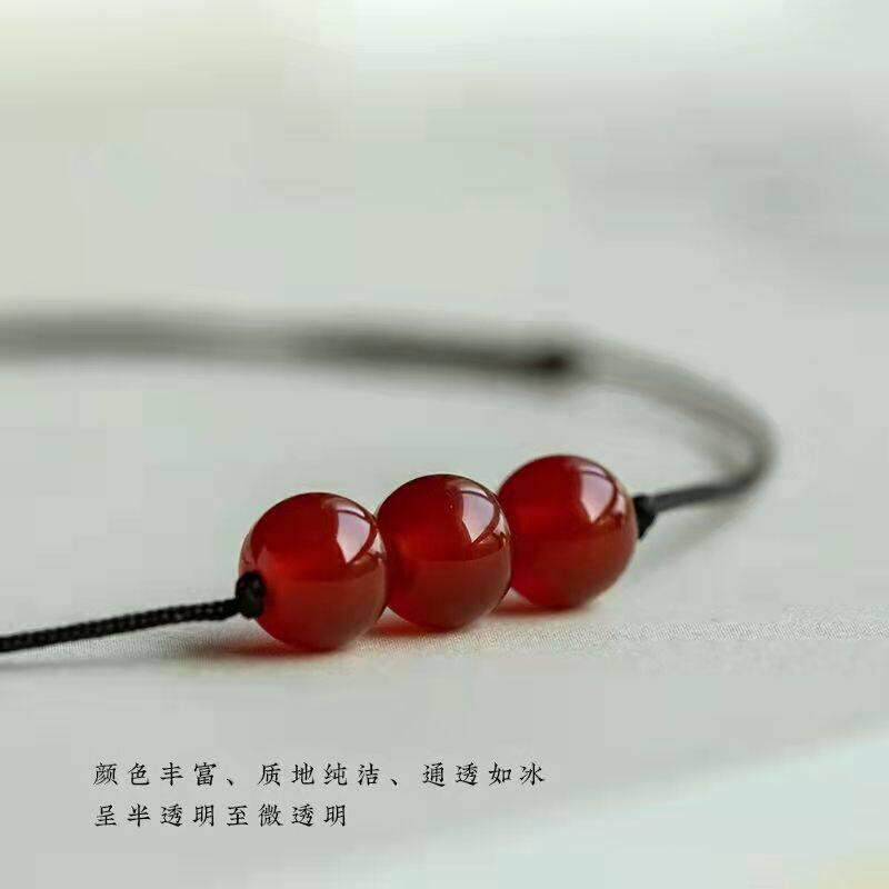 本命年玛瑙平安脚链黑绳情侣款一对女简约编织脚绳红绳水晶手工
