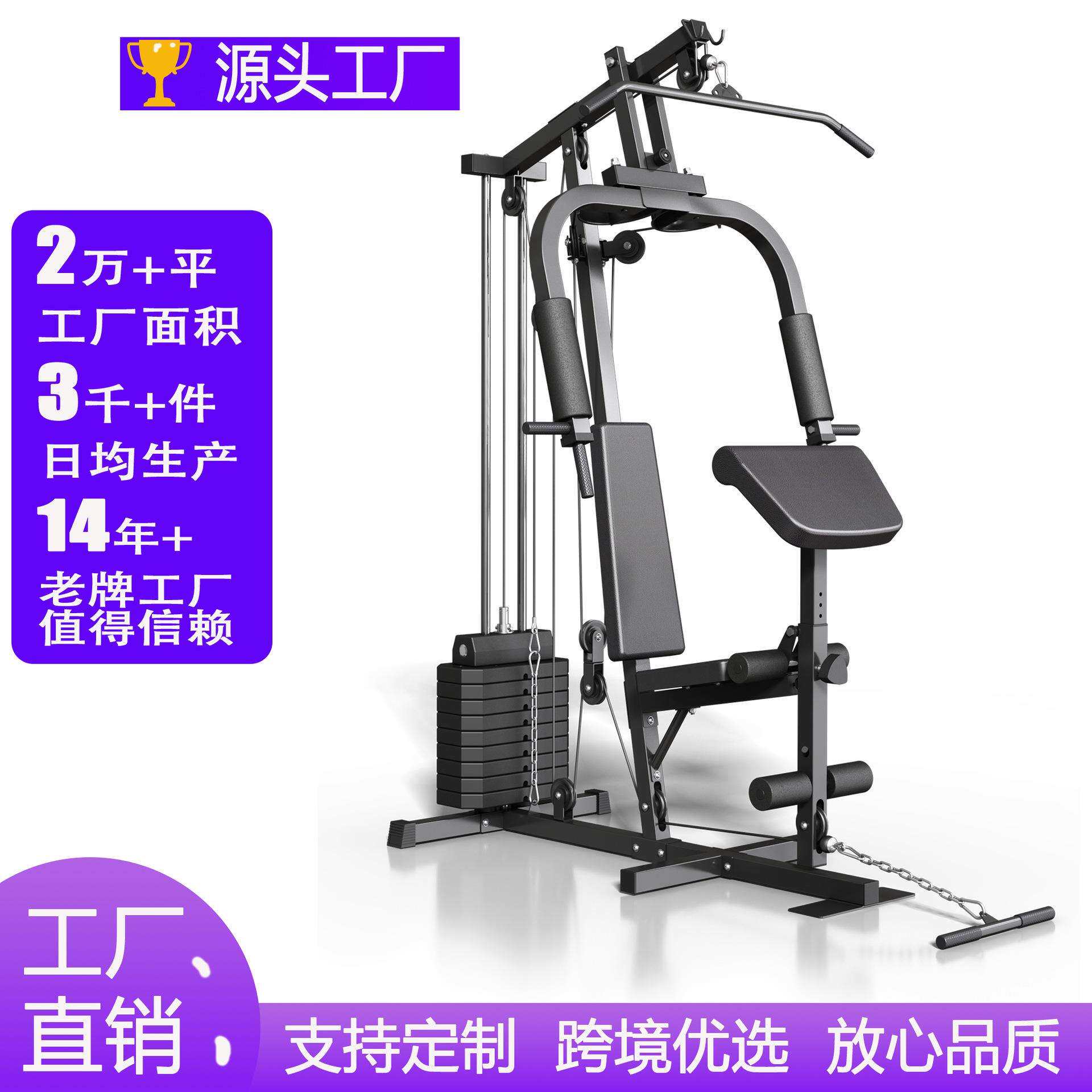 挂片单人站家用组合健身器材多功能推胸训练器高低拉训练器