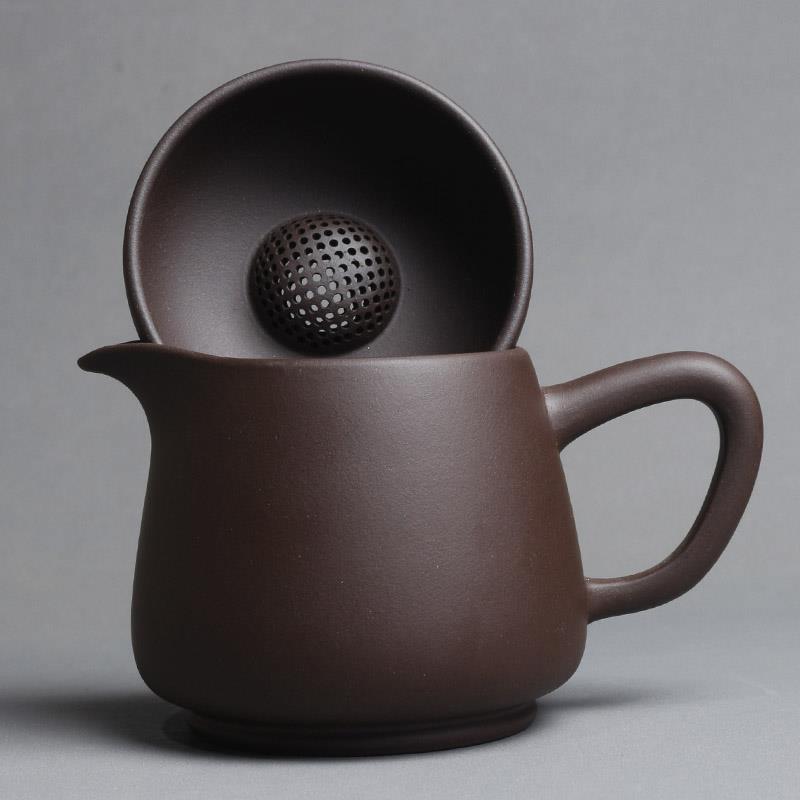 宜兴紫砂公道杯带滤茶器一体茶漏过滤网手工原矿紫泥茶海分茶器茶