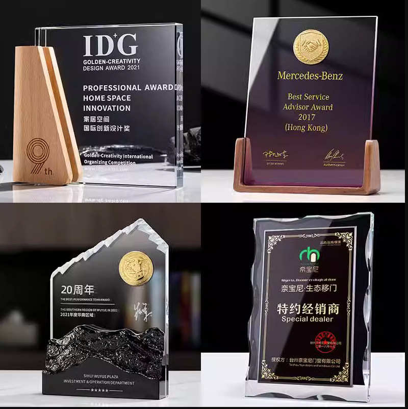 创意水晶奖牌制作木质授权牌加盟代理经销商制作荣誉牌匾颁奖奖杯