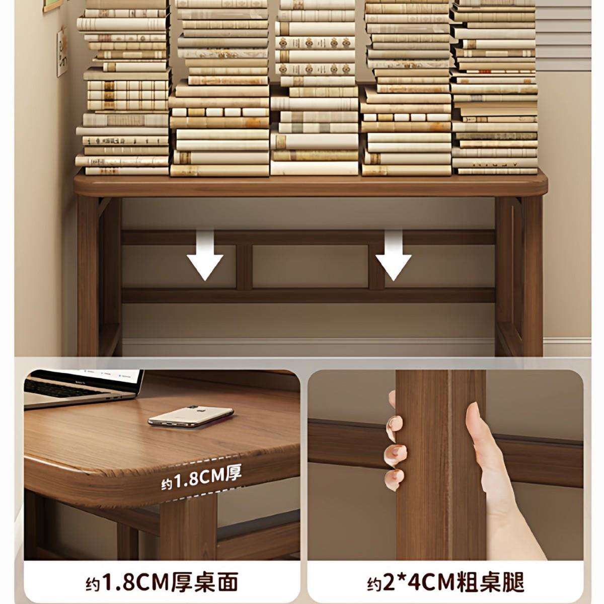 电脑桌新型可折叠书桌实木学习桌卧室化妆桌简易置物架家用办公桌