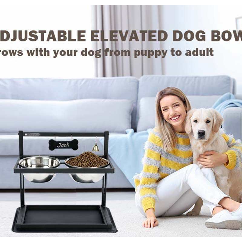 铁艺可调节升降宠物食盆架 双碗可拆卸食碗架 家用猫狗喂食器