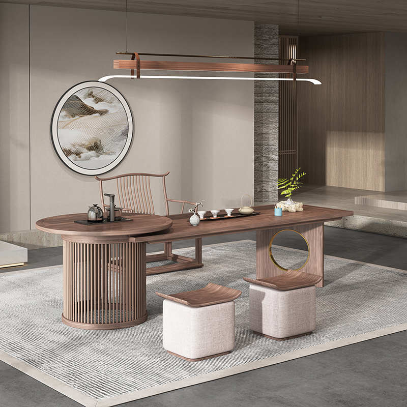 新中式实木茶桌椅组合简约现代禅意大气功夫泡茶几清雅茶室茶台现