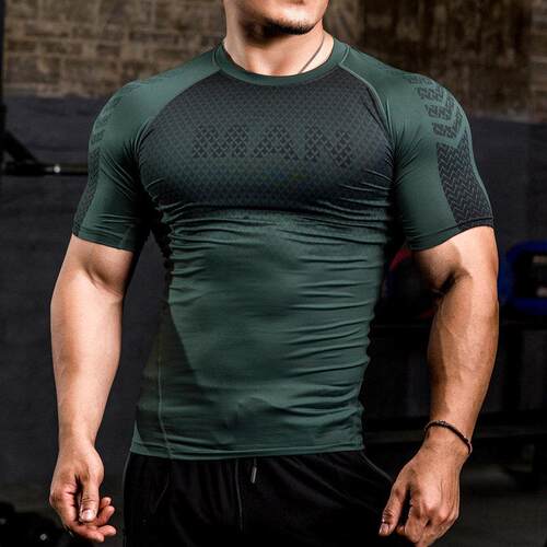 Men Running Compression T-shirt Short Sleeve Sport Tees Gym